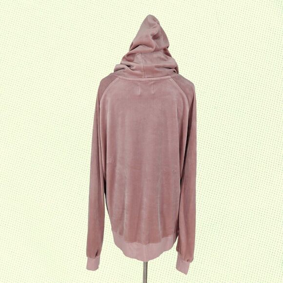 Pam & Gela Velour Velvet Hoodie Sweatshirt‎ L Rose Pink - Picture 2 of 6